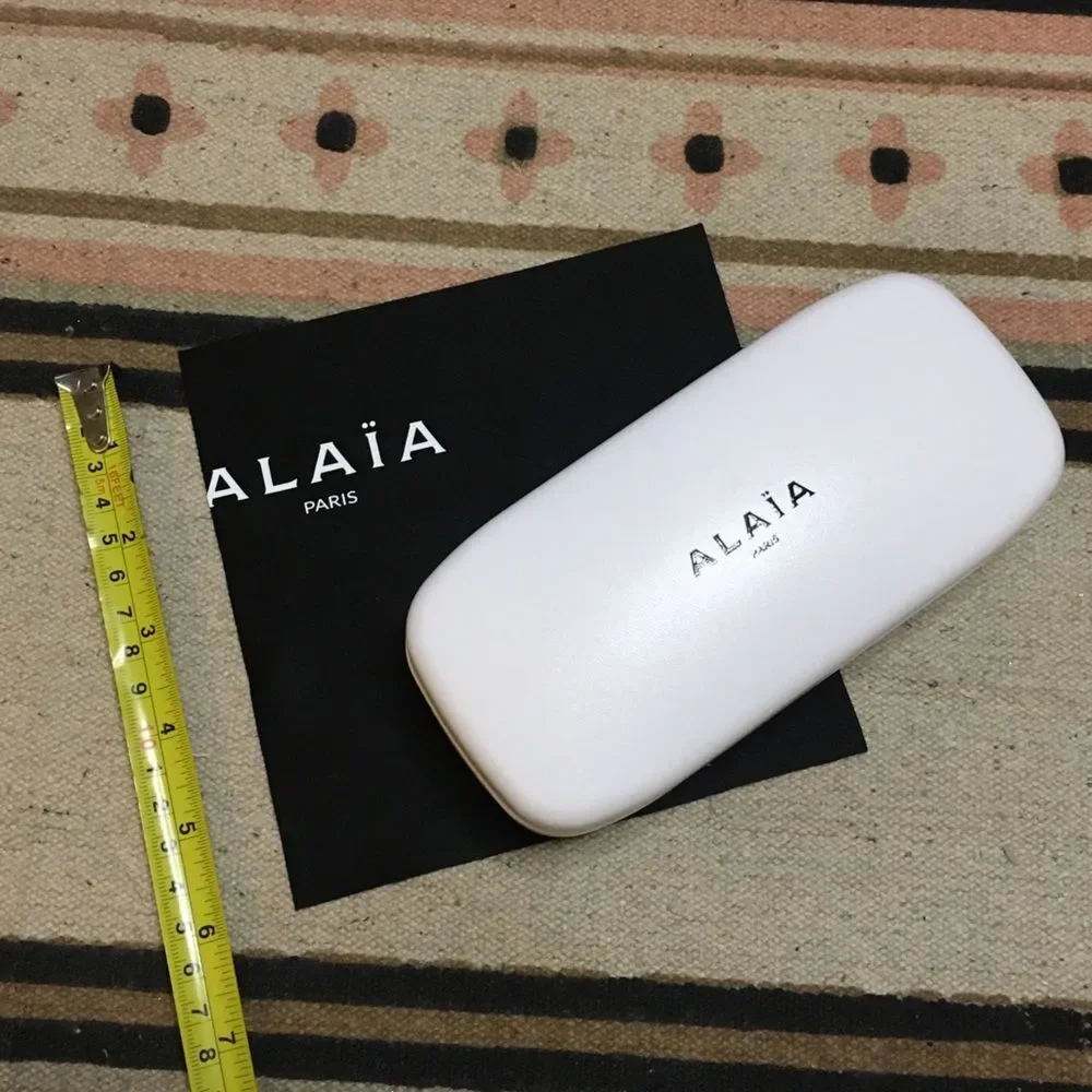Alaia white & black eyeglass sunglasses case with cleaning polishing towel